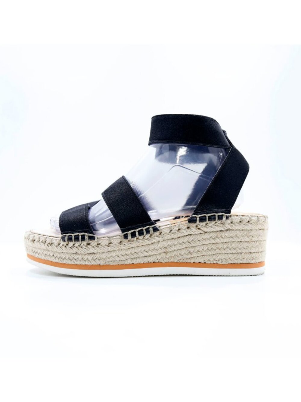 Dolce Vita Lury Black Elastic Strap 2" Platform Espadrille Sandals - 10